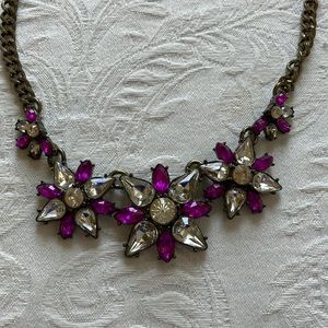 Sparkly pink floral necklace with chain from vintage Bauble Bar collection